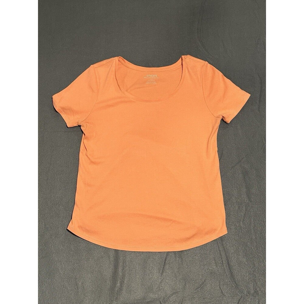 Chicos Top Womens 1 Small Ultimate Tee Slub Knit Scoop Neck Casual